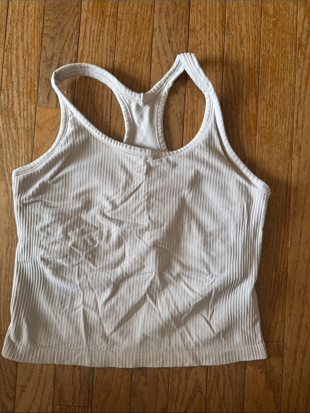 Light pink longline sports bra Ribbed Racerback Tank Top - Women